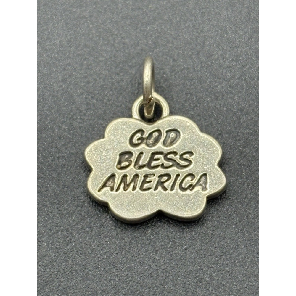 Vintage Sterling Silver "God Bless America" Charm 925 E5